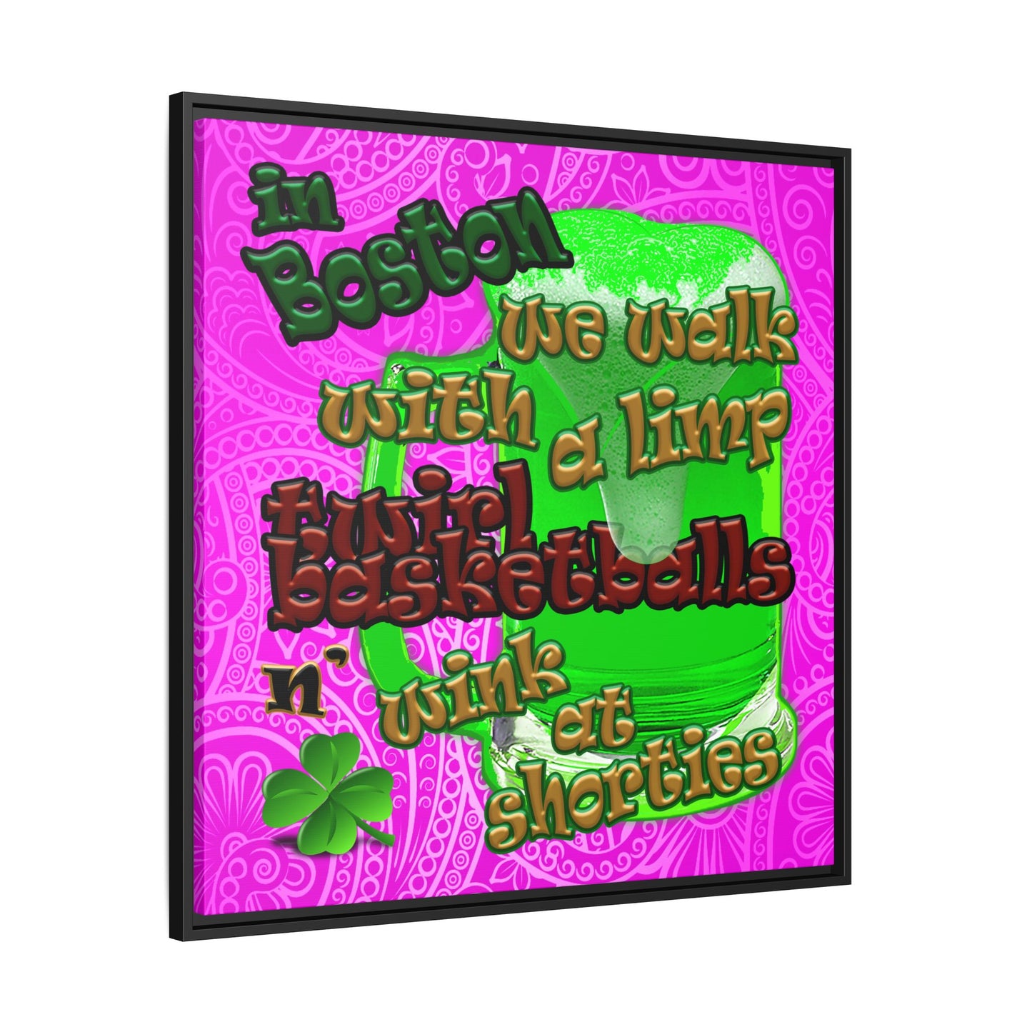 celtics logo - framed canvas art (pink swirl)