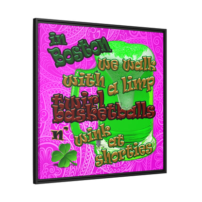 celtics logo - framed canvas art (pink swirl)