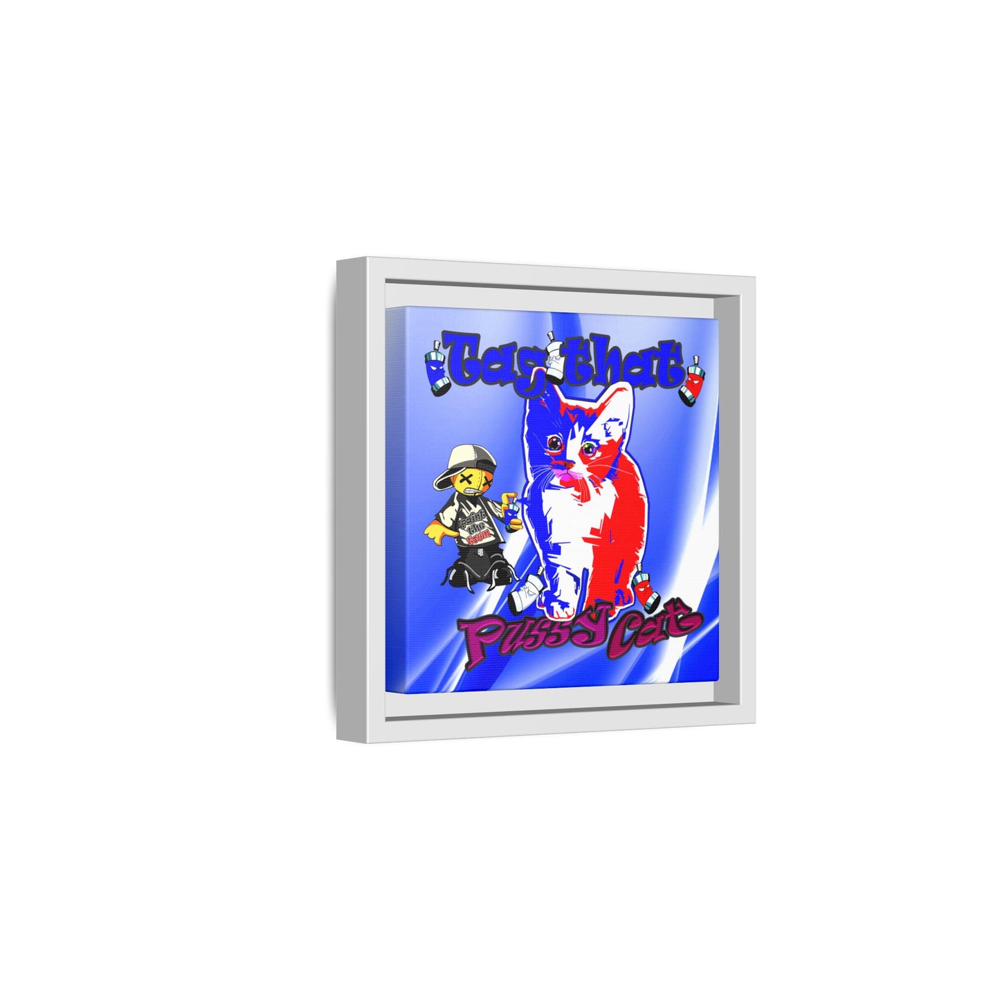 tag that - framed canvas art (blue-white wave)