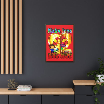 love peace - framed canvas art (red)