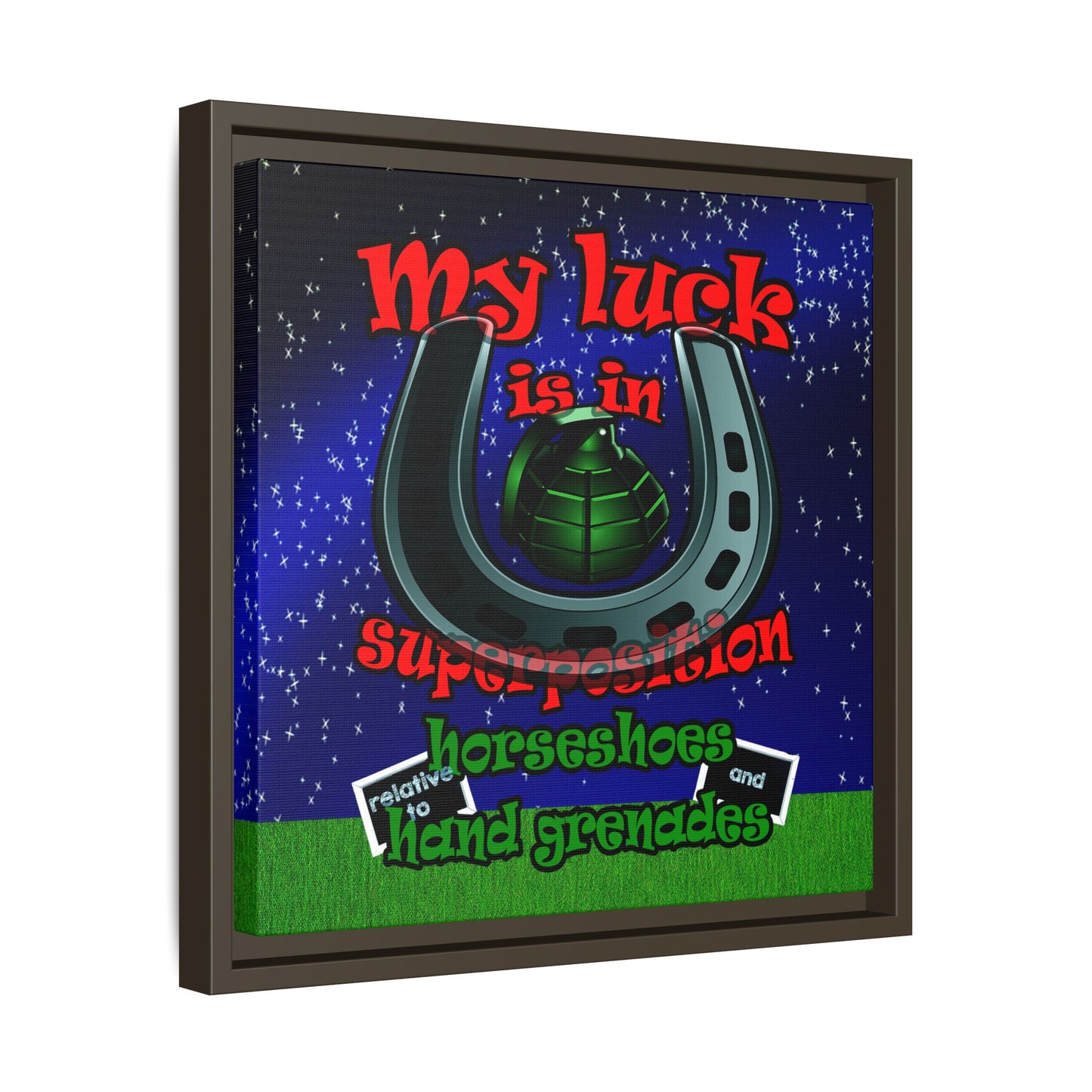 my luck - framed canvas art ('snoops' background)