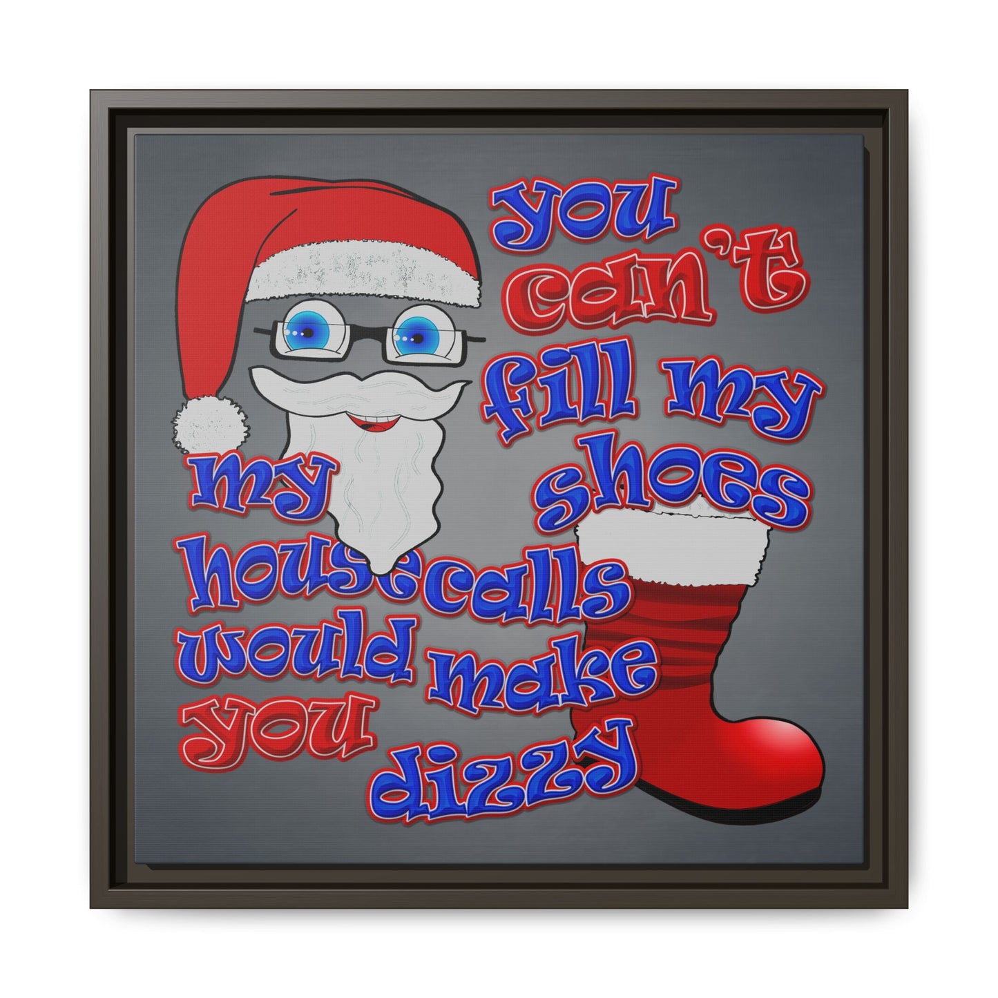santa's shoes - framed canvas art (grey-light grey)