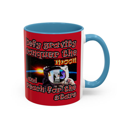 defy conquer reach - Accent Mug (dark red)