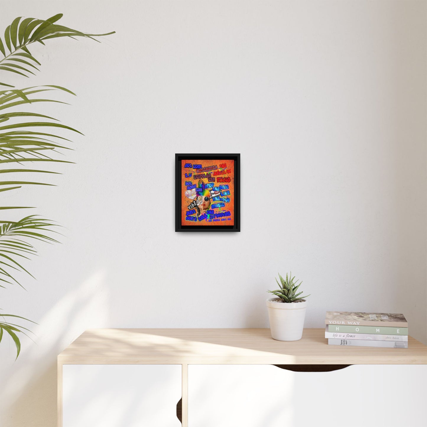 drop the beat - framed canvas art (burnt orange)
