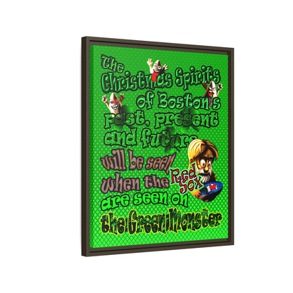 christmas spirits of boston - framed canvas art (logo green)