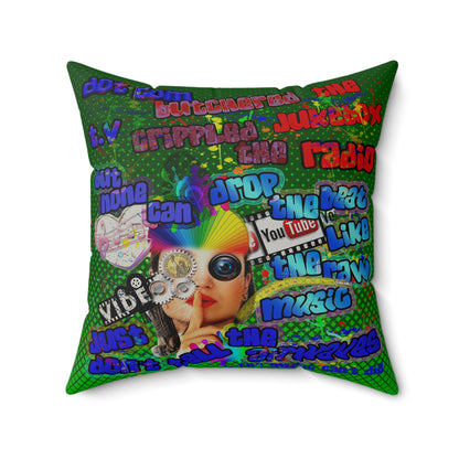 drop the beat - Faux Suede Square Pillow - (logo green)