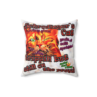 schrodinger's cat - Faux Suede Square Pillow - (white marble)