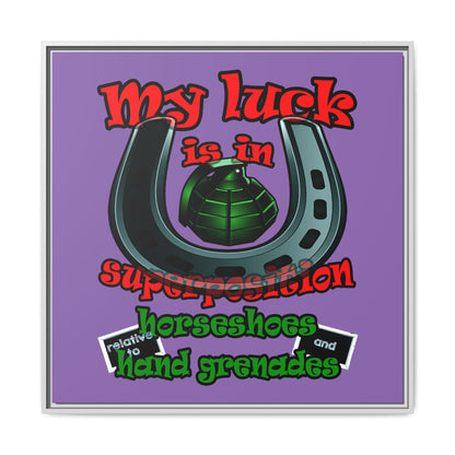 my luck - framed canvas art (light purple)