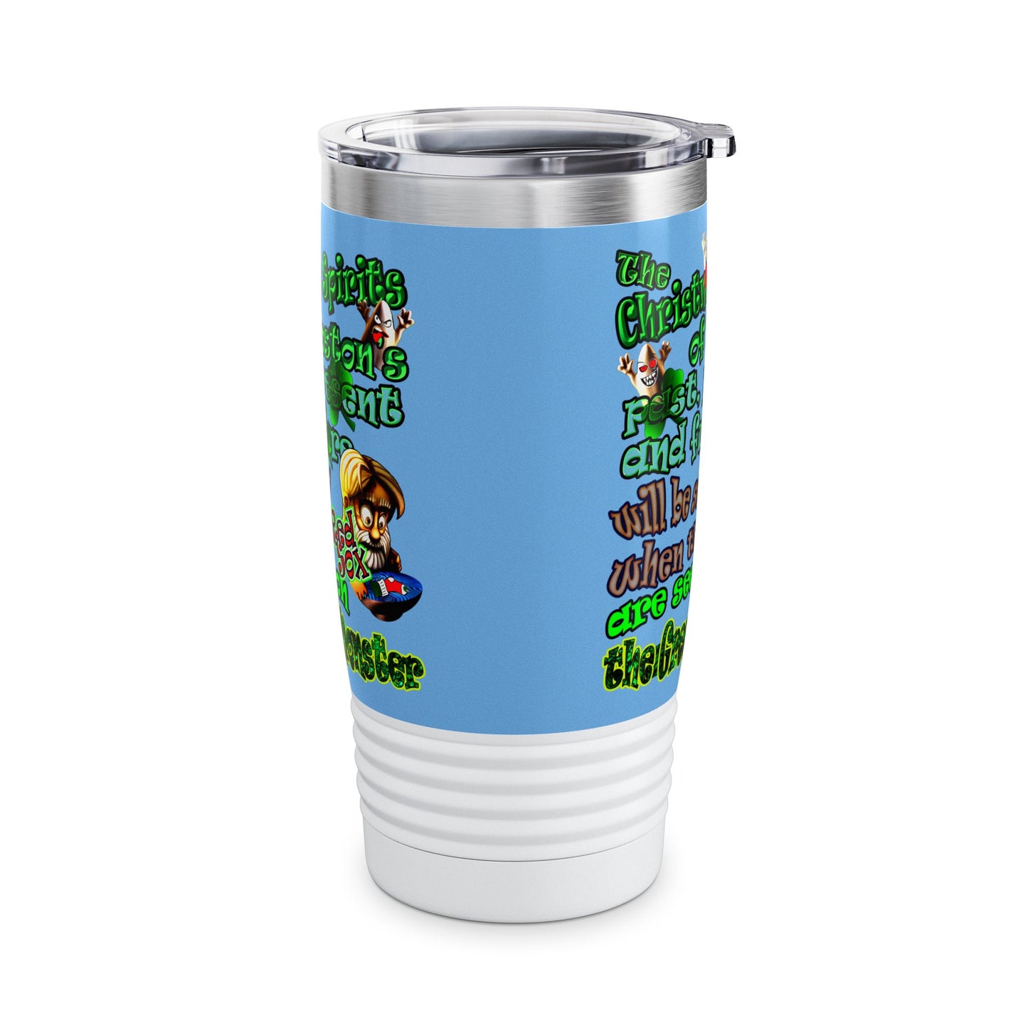 christmas spirits of boston - Ringneck Tumbler, 20oz (light blue)