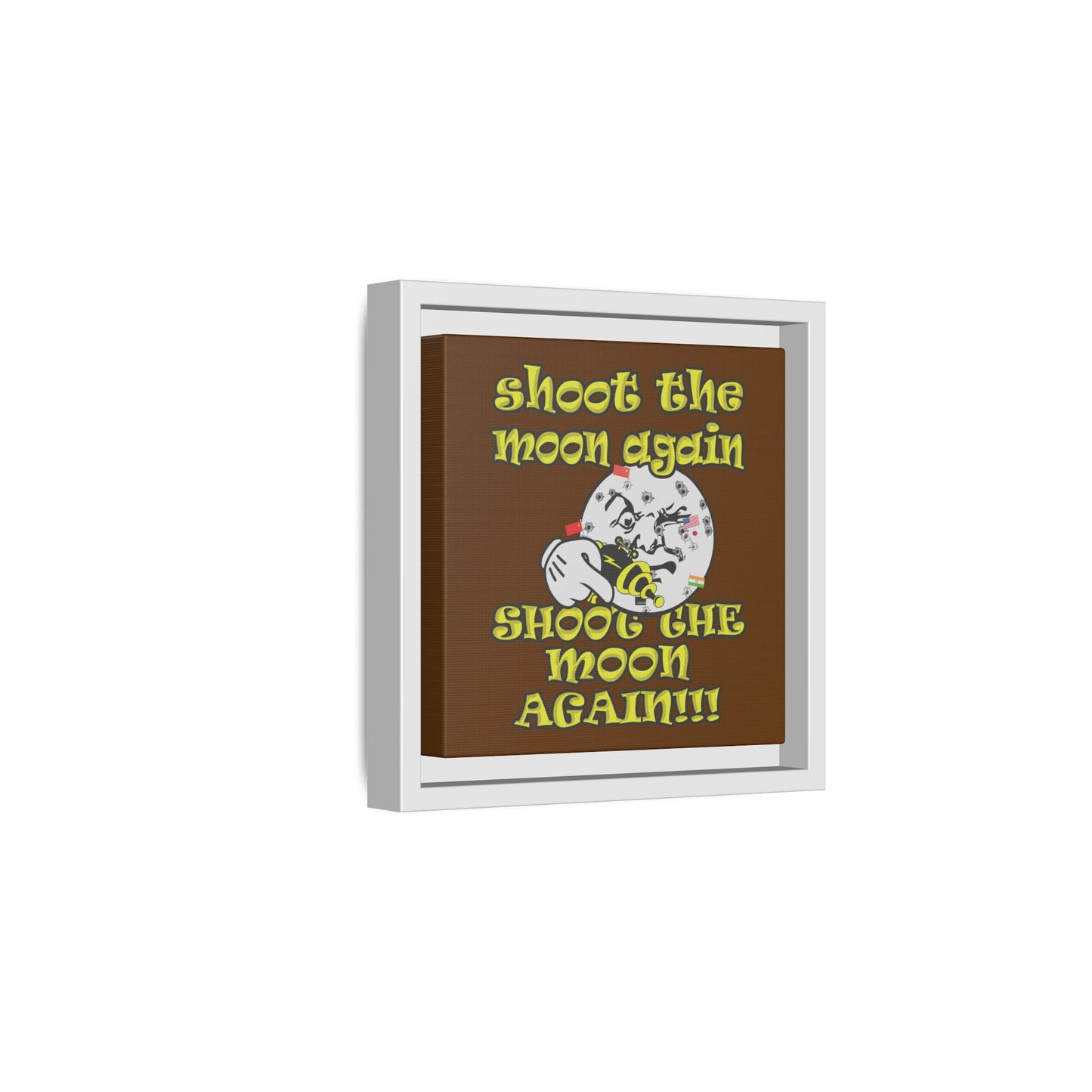 shoot the moon again - framed canvas art (brown)