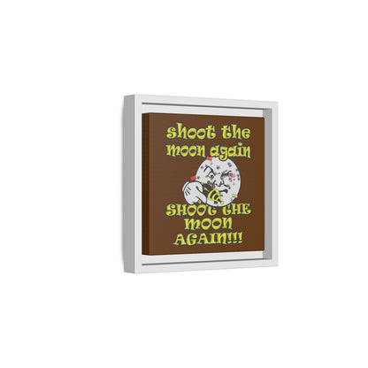 shoot the moon again - framed canvas art (brown)