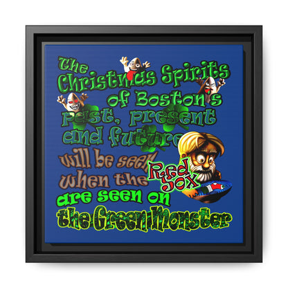 christmas spirits of boston - framed canvas art (dark blue)