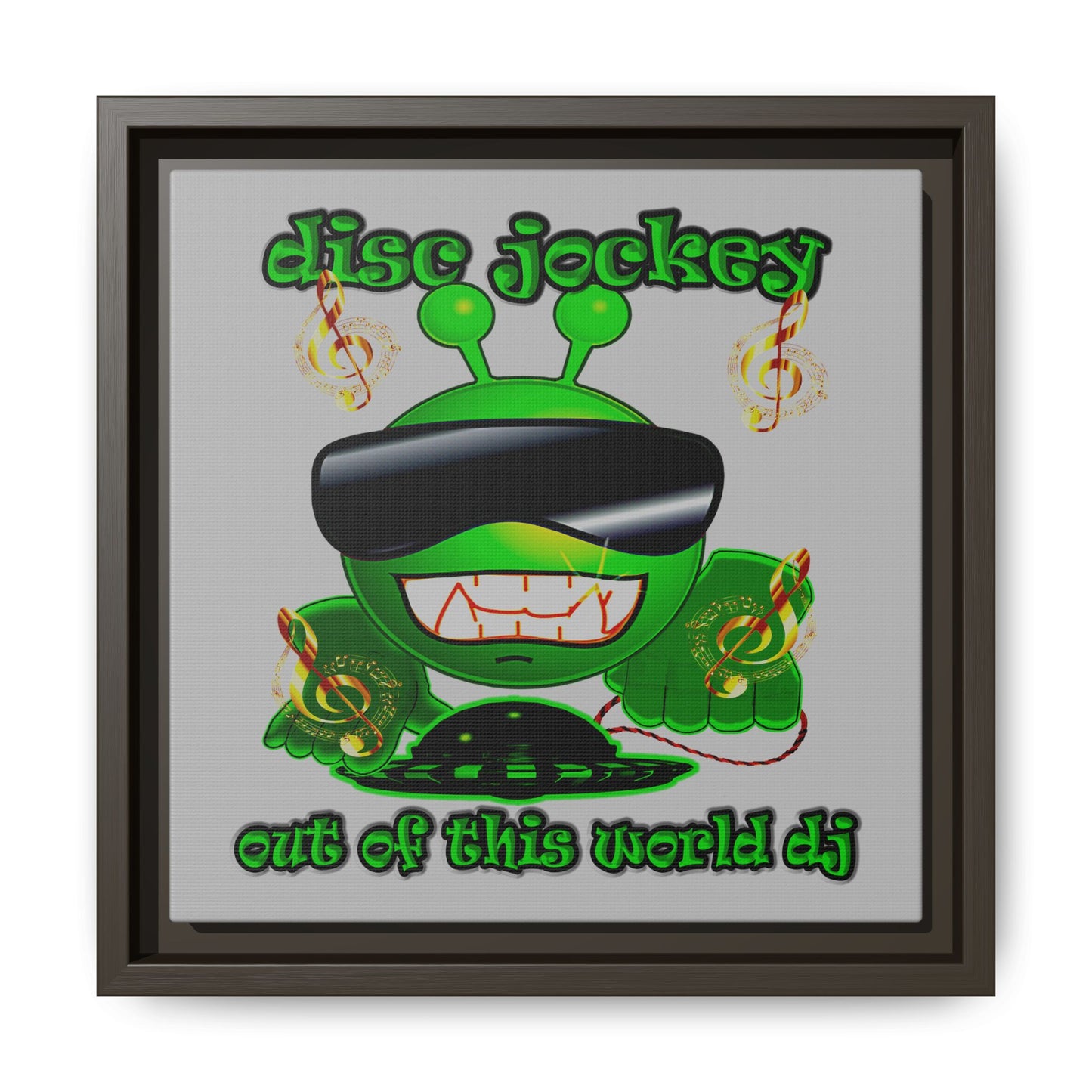 disc jockey - framed canvas art (light grey)
