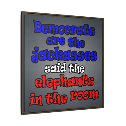 donkeys and elephants - framed canvas art (grey-light grey)