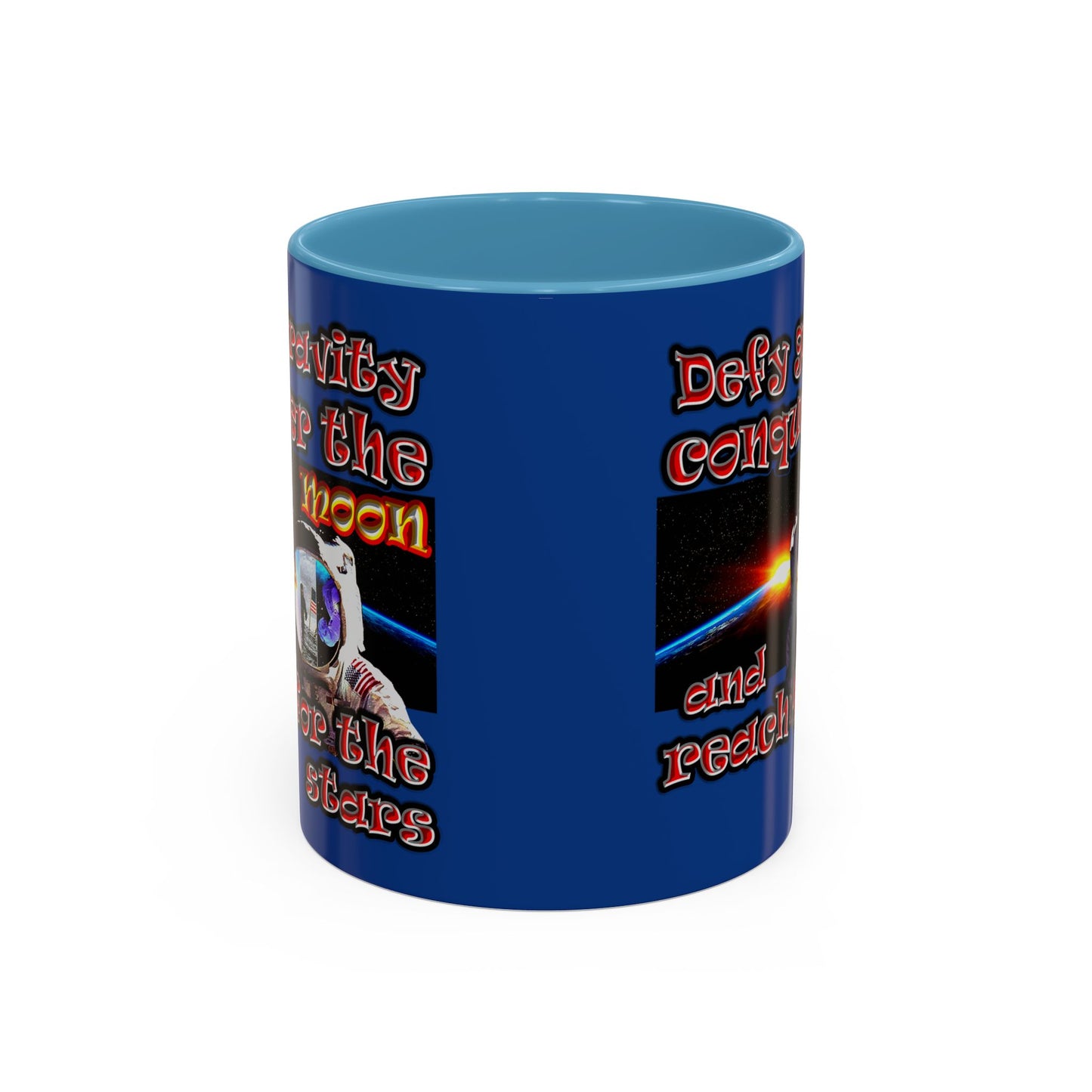 defy conquer reach - Accent Mug (dark blue)