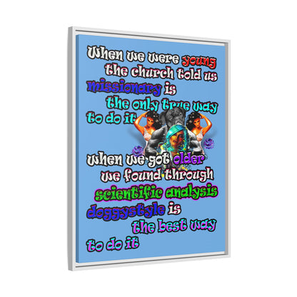 doggystyle - framed canvas art (light blue)