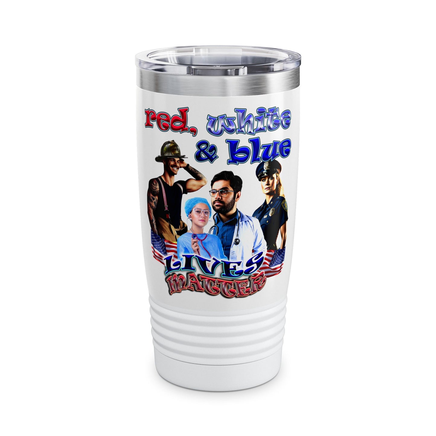 rw&b lives matter - Ringneck Tumbler, 20oz (white)