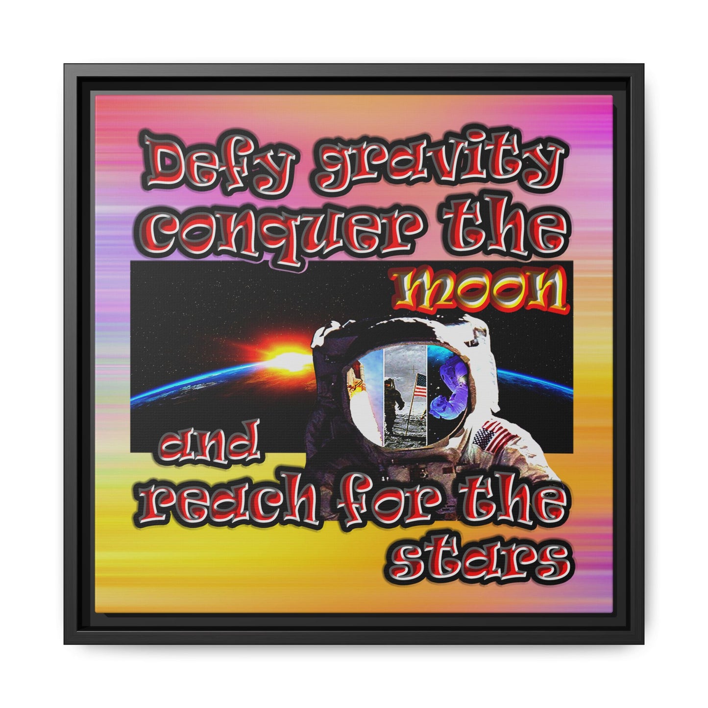 defy conquer reach - framed canvas art (color blur)