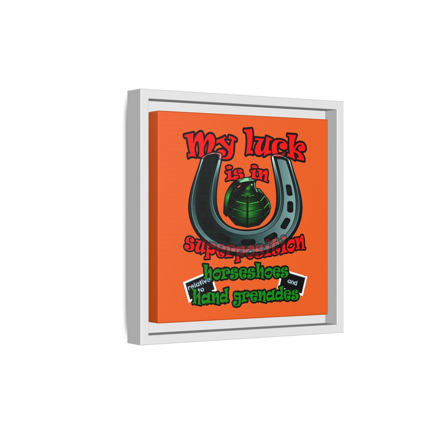 my luck - framed canvas art (orange)