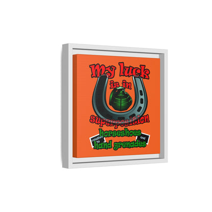 my luck - framed canvas art (orange)