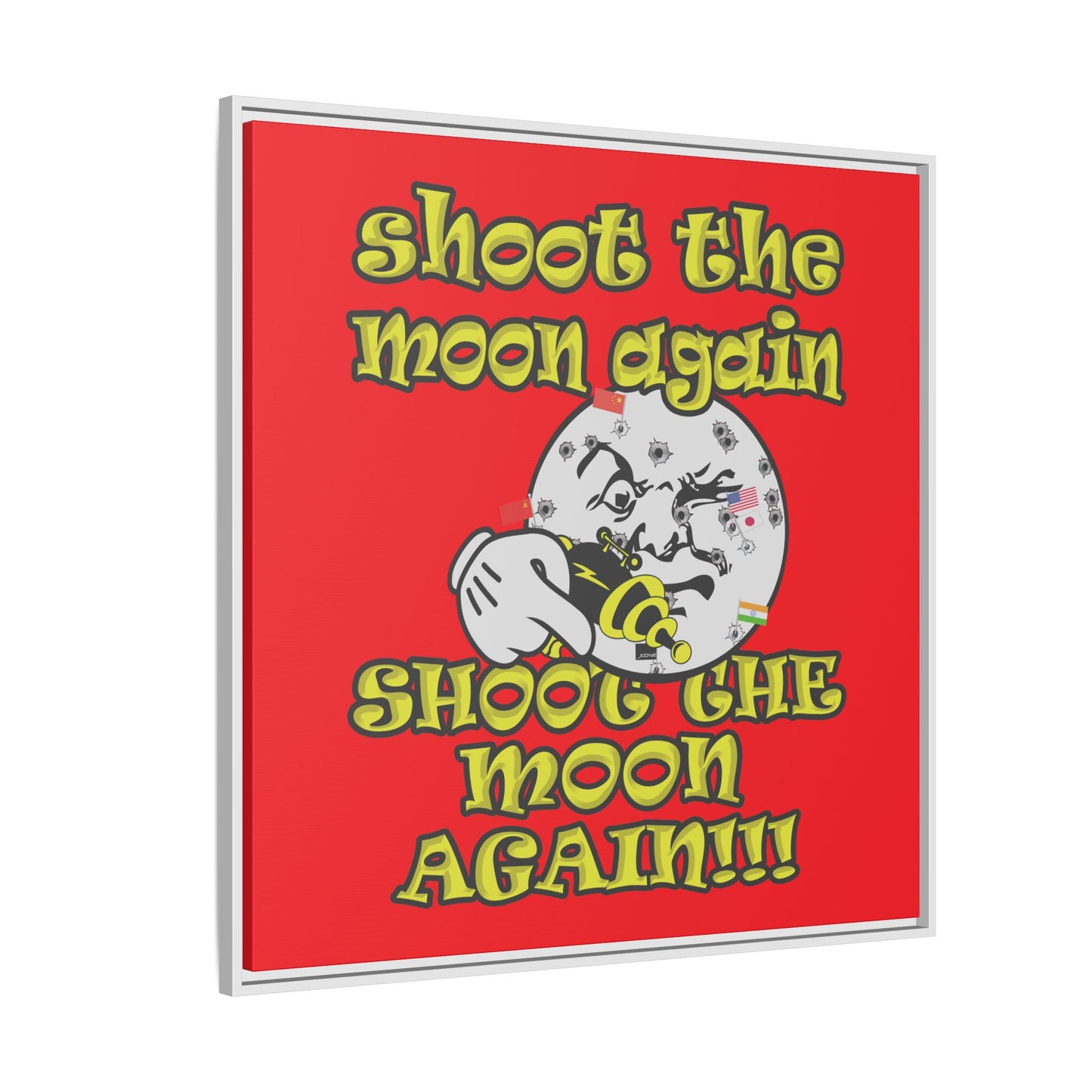 shoot the moon again - framed canvas art (red)