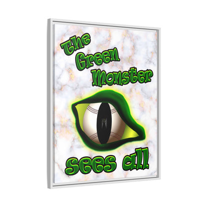 green monster - framed canvas art (white marble)