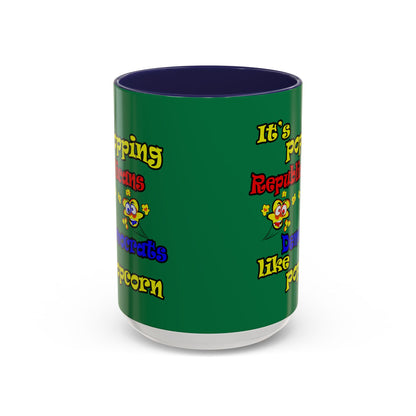 popping like popcorn - Accent Mug (dark green)