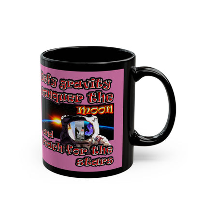 defy conquer reach - Black Mug (light pink)