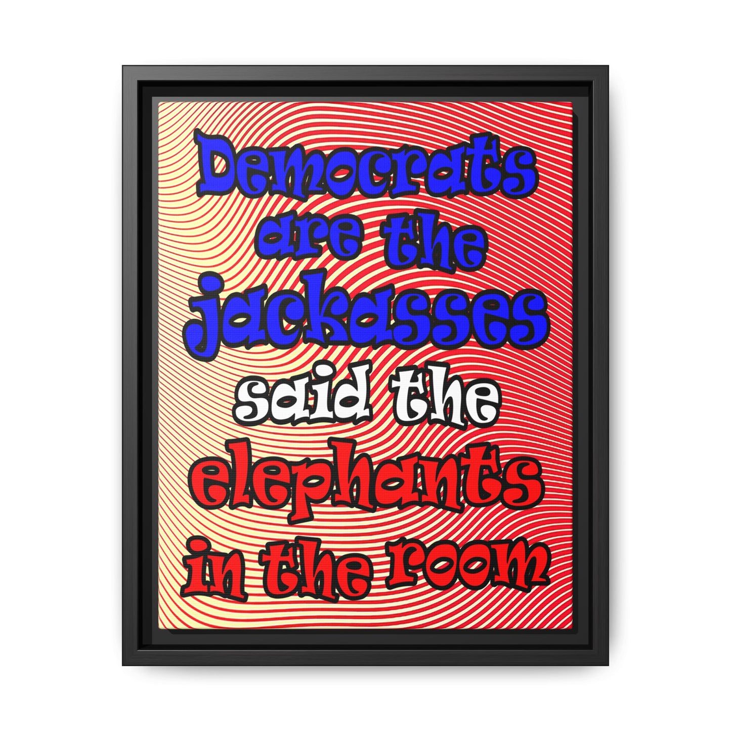 donkeys and elephants - framed canvas art (yellow-orange wave)