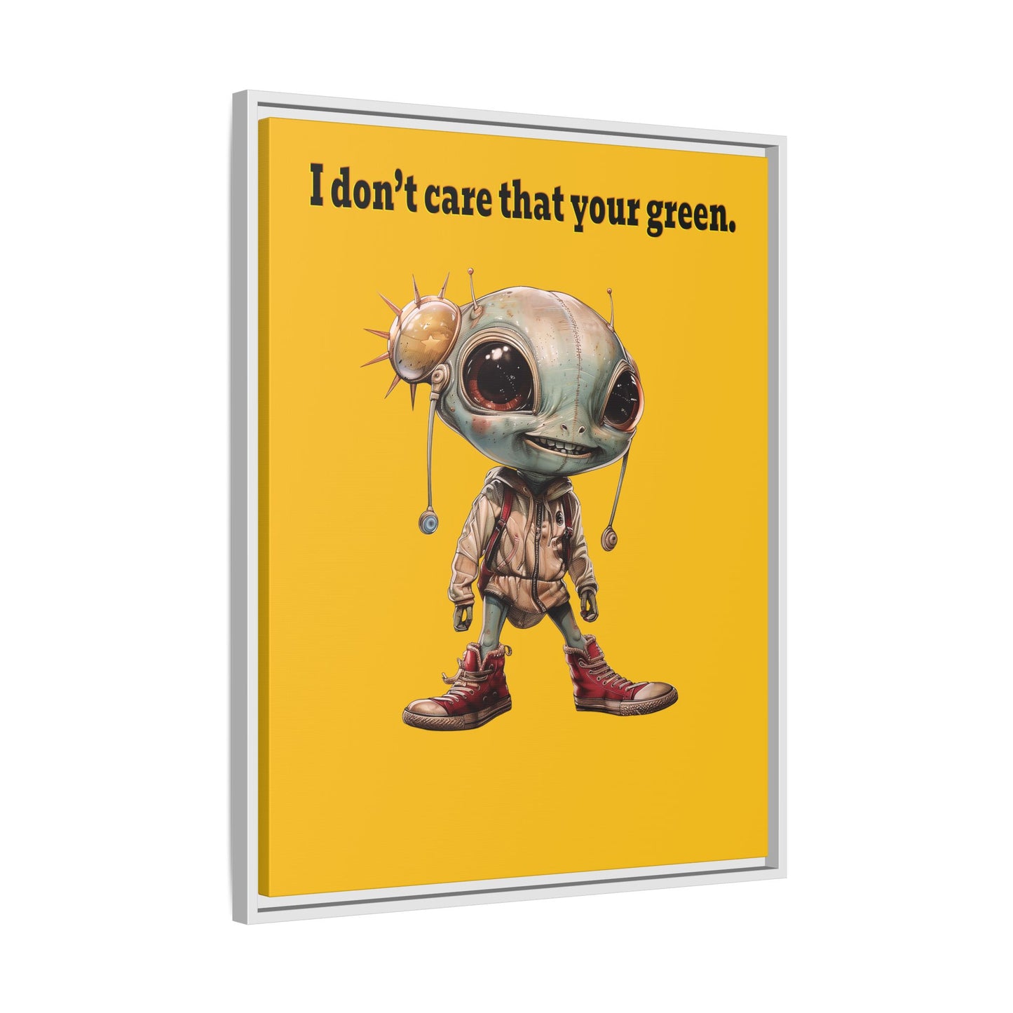 I don't care that your green - framed canvas art (yellow)