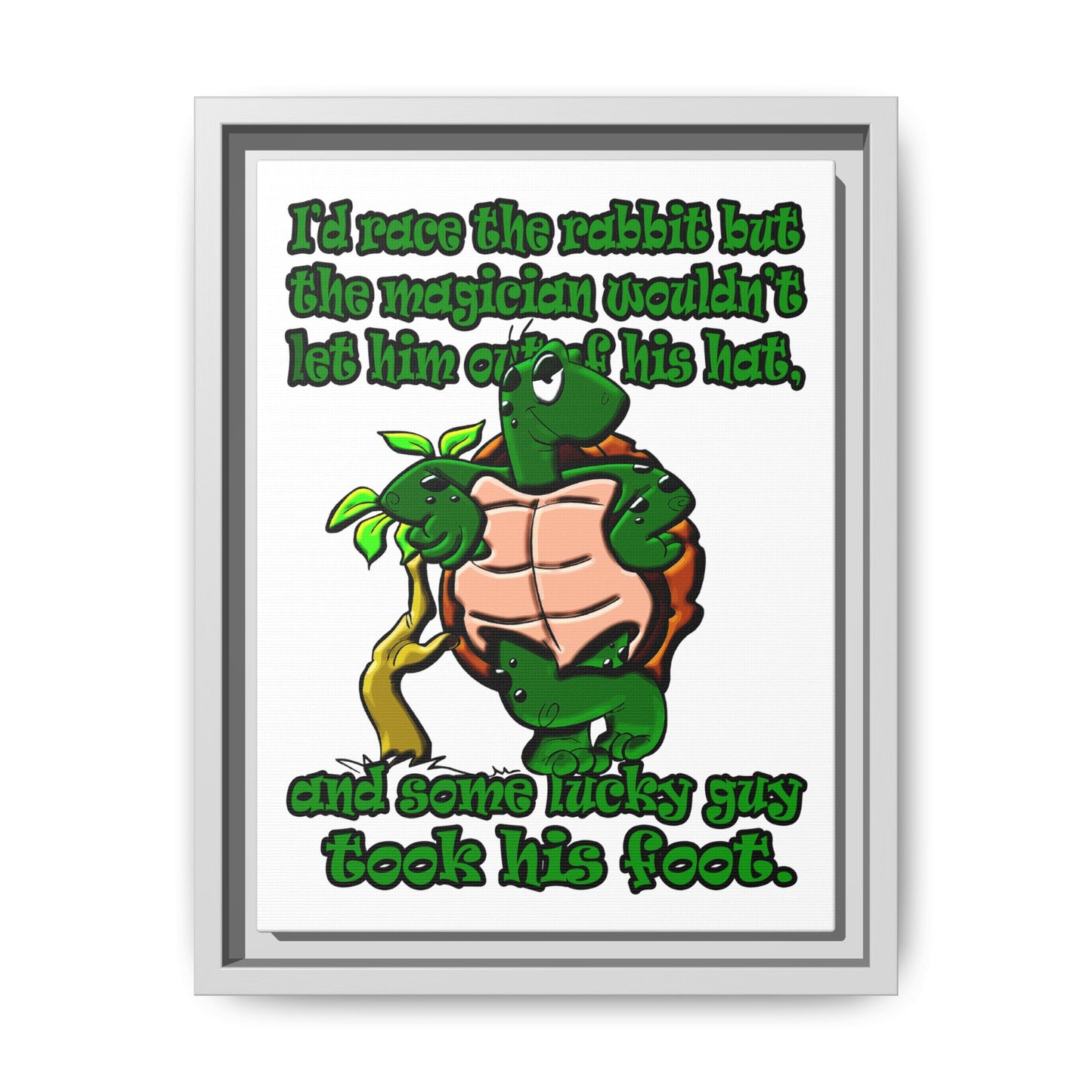 turtle race - framed canvas art (white)