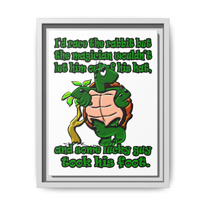 turtle race - framed canvas art (white)