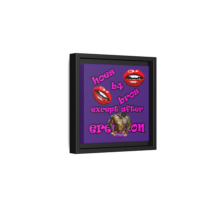 hoes b4 bros - framed canvas art (purple)