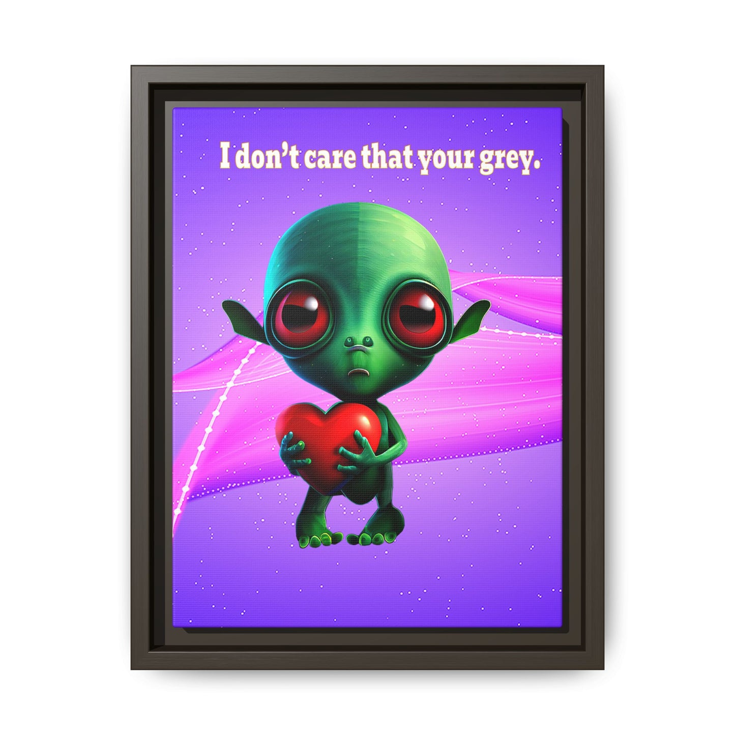 I don't care that your grey - framed canvas art (purple-pink wave)