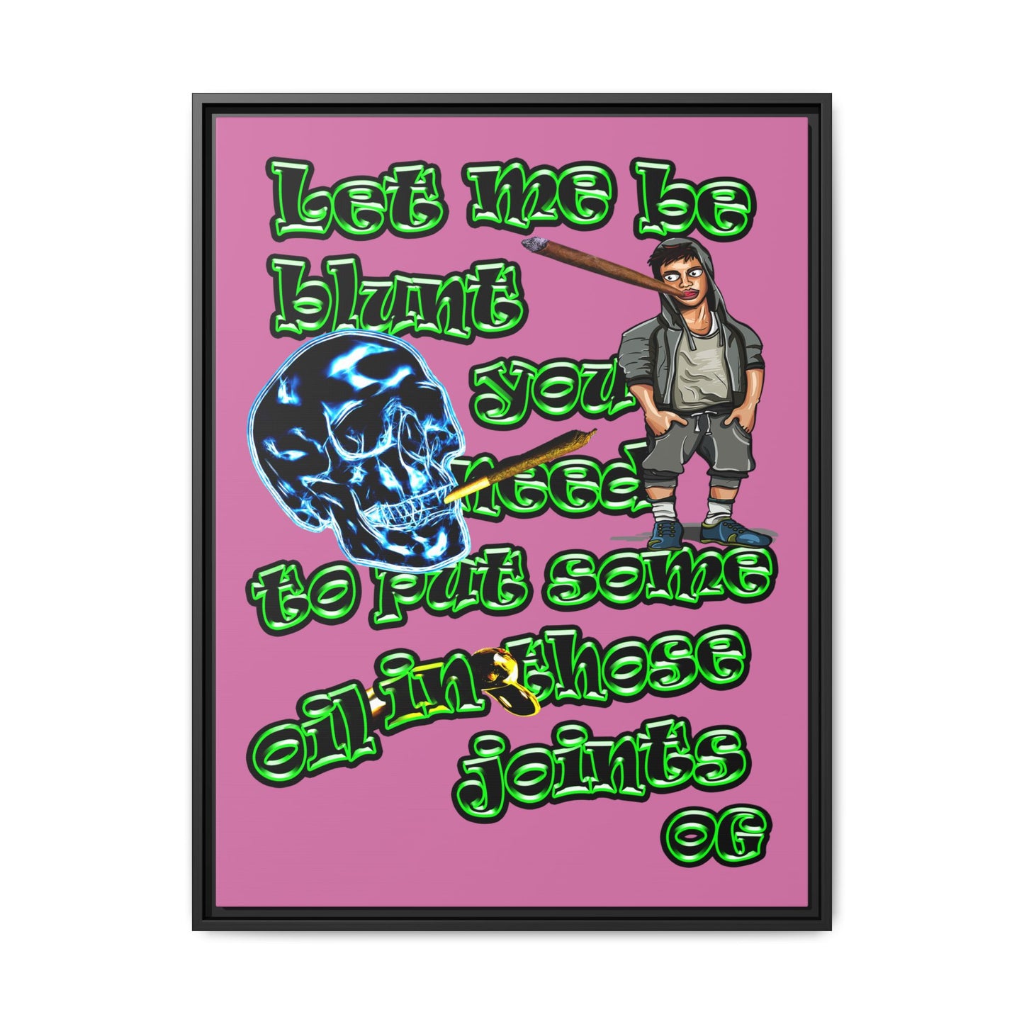 og - framed canvas art (light pink)