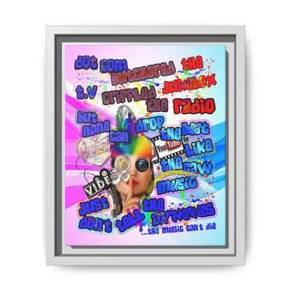 drop the beat - framed canvas art (light blue-pink wave)