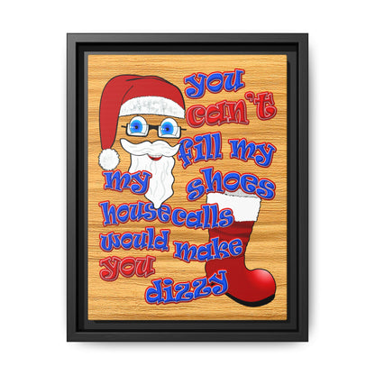 santa's shoes - framed canvas art (butterscotch wood finish)