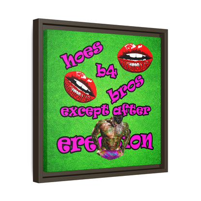 hoes b4 bros - framed canvas art (green turf)