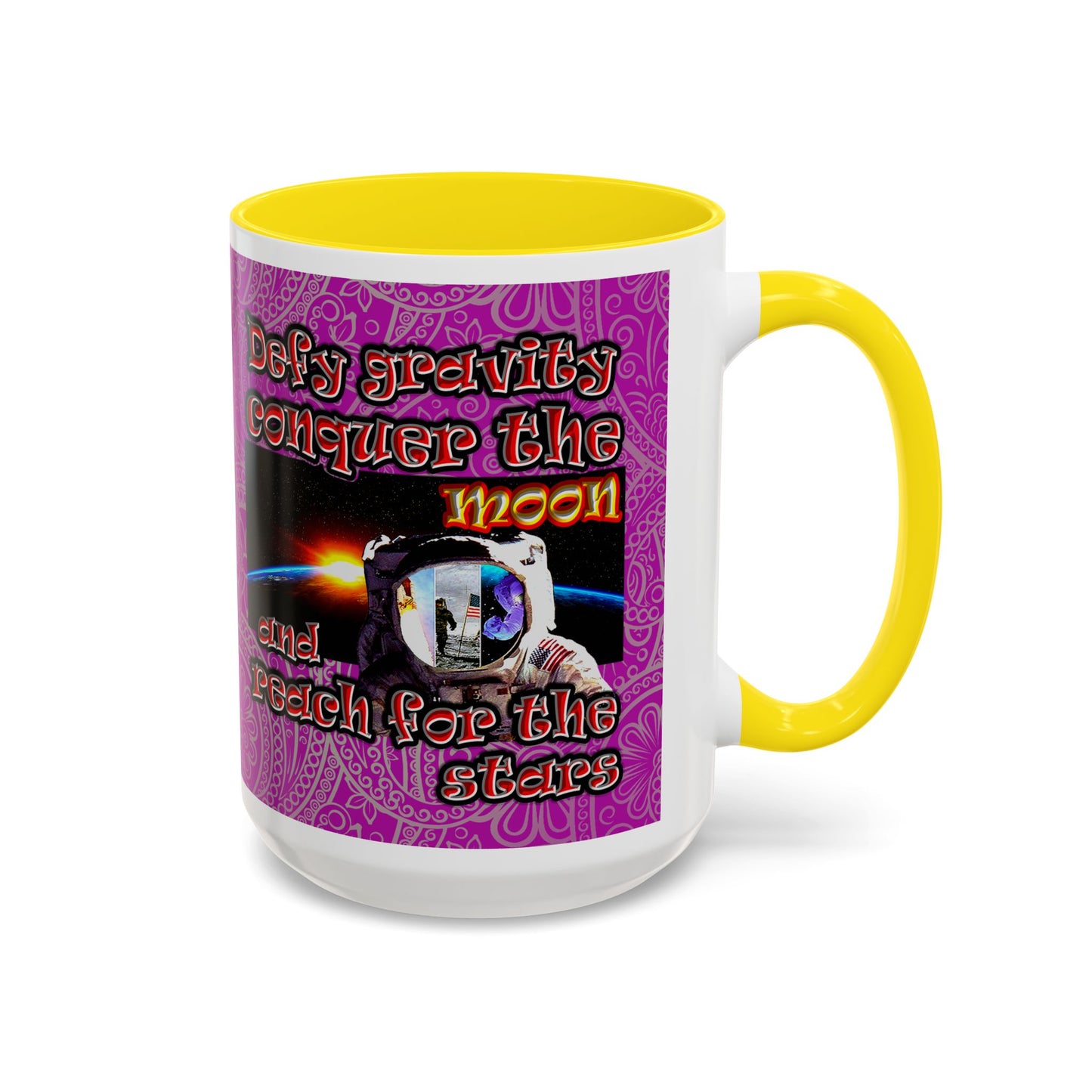 defy conquer reach - Accent Mug (pink swirl)