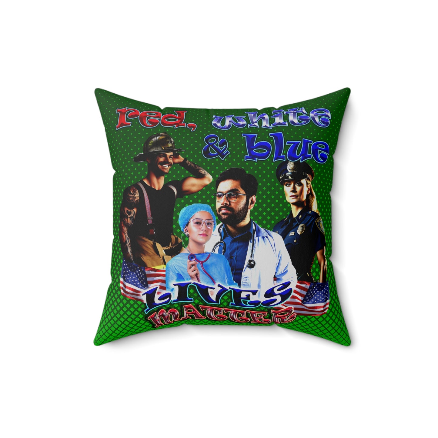 rw&b lives matter - Spun Polyester Square Pillow - (logo green)