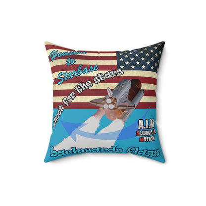 shoot for the stars - Spun Polyester Square Pillow - (turquoise)