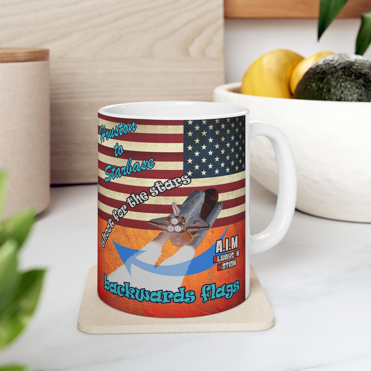 shoot for the stars - White Mug (burnt orange)