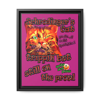 schrodinger's cat - framed canvas art (pink)