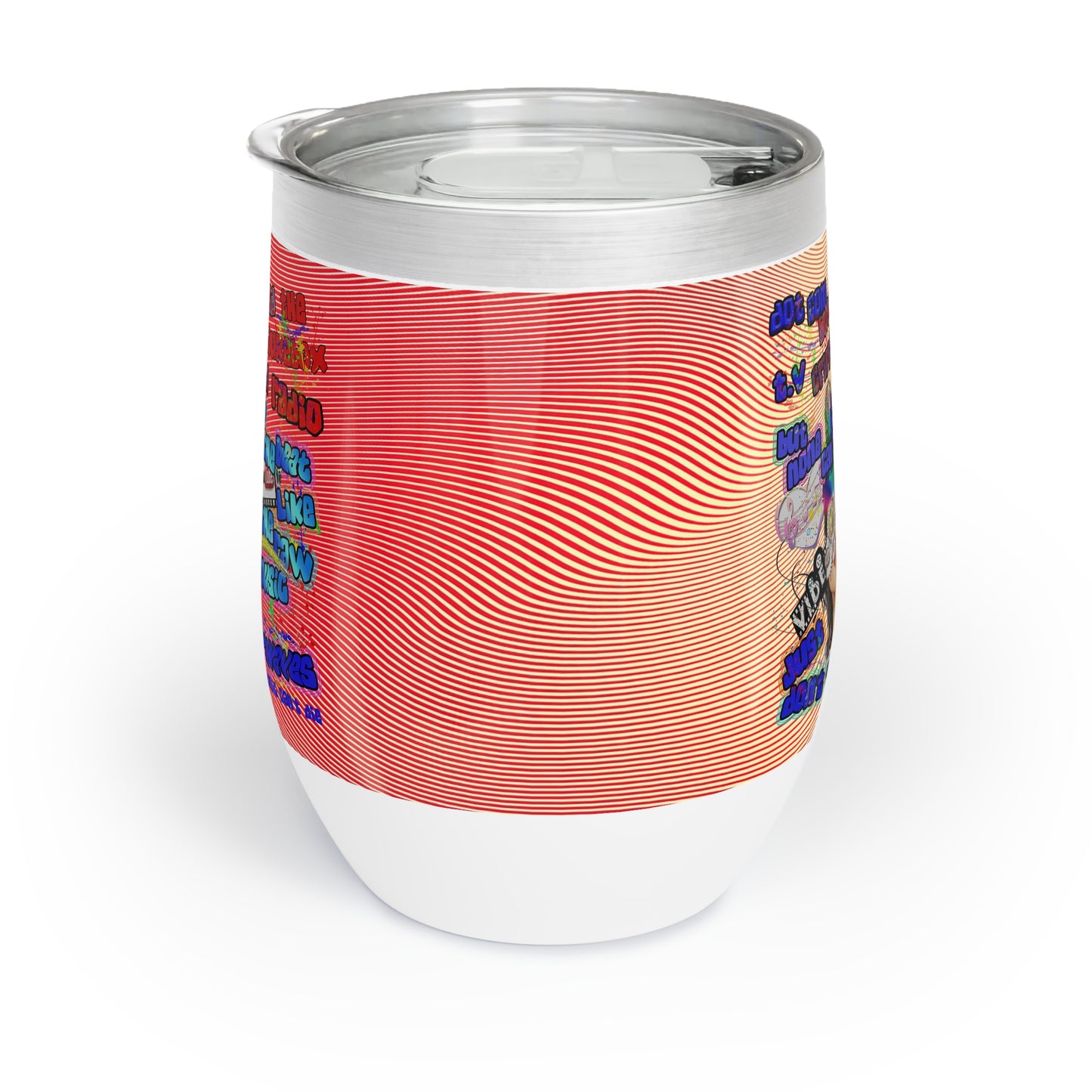 drop the beat - Chill Wine Tumbler  (yellow-orange wave)