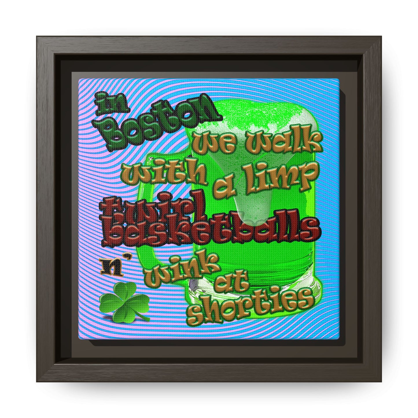 celtics logo - framed canvas art (light blue-purple wave)