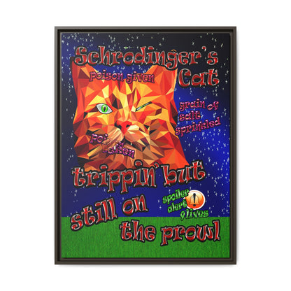 schrodinger's cat - framed canvas art ('snoops' background)