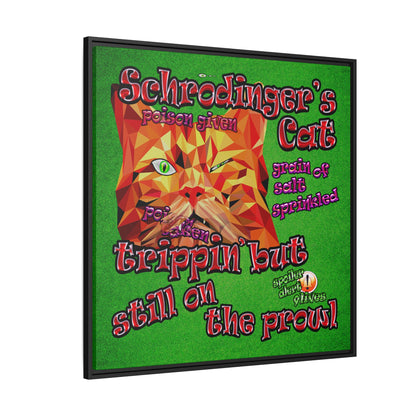 schrodinger's cat - framed canvas art (green turf)