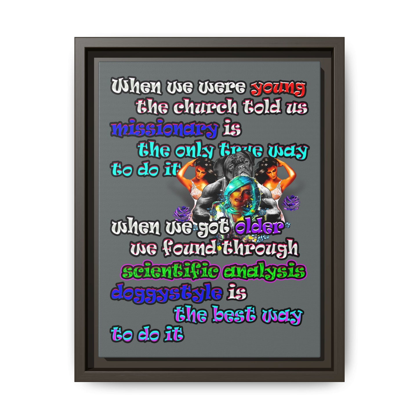 doggystyle - framed canvas art (dark grey)