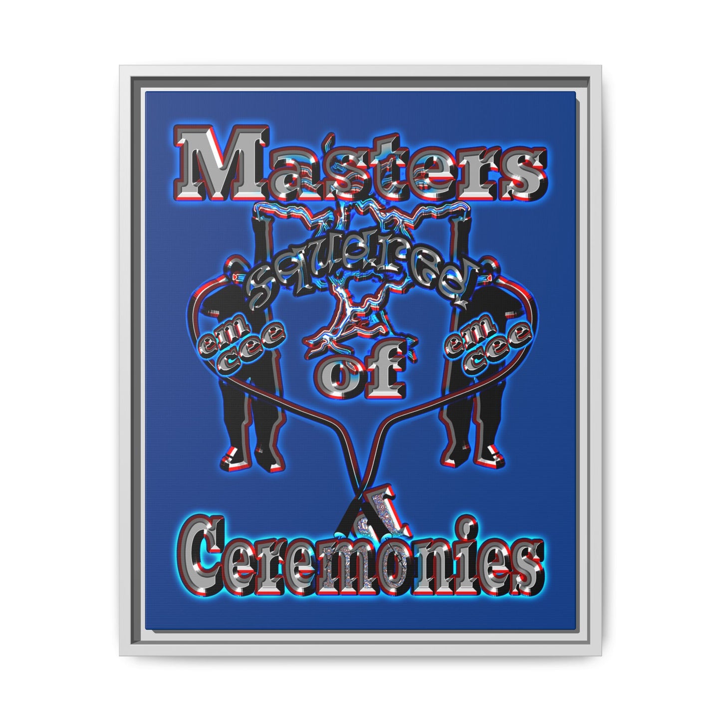 em cee squared - framed canvas art (dark blue)