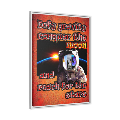 defy conquer reach - framed canvas art (burnt orange)